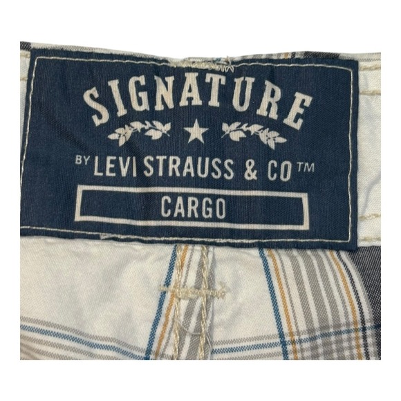 Levi Strauss Signature Cargo Shorts Plaid Casual‎ Outdoor Everyday Men Size 40 - Picture 6 of 8